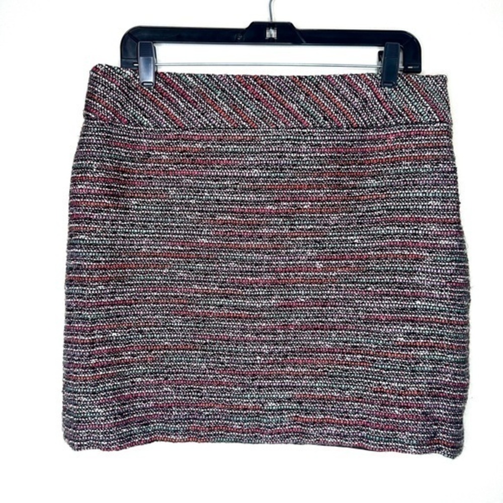 LOFT Tweed Black and Red Striped Mini Skirt Size 12P